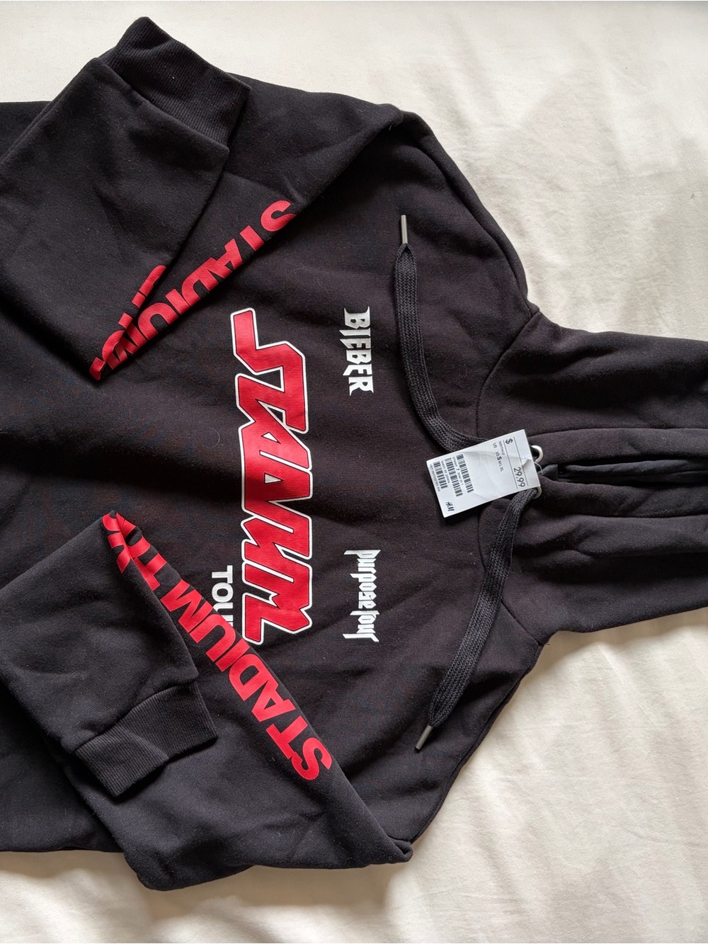 Justin Bieber Black Hoodie with Red Graphic